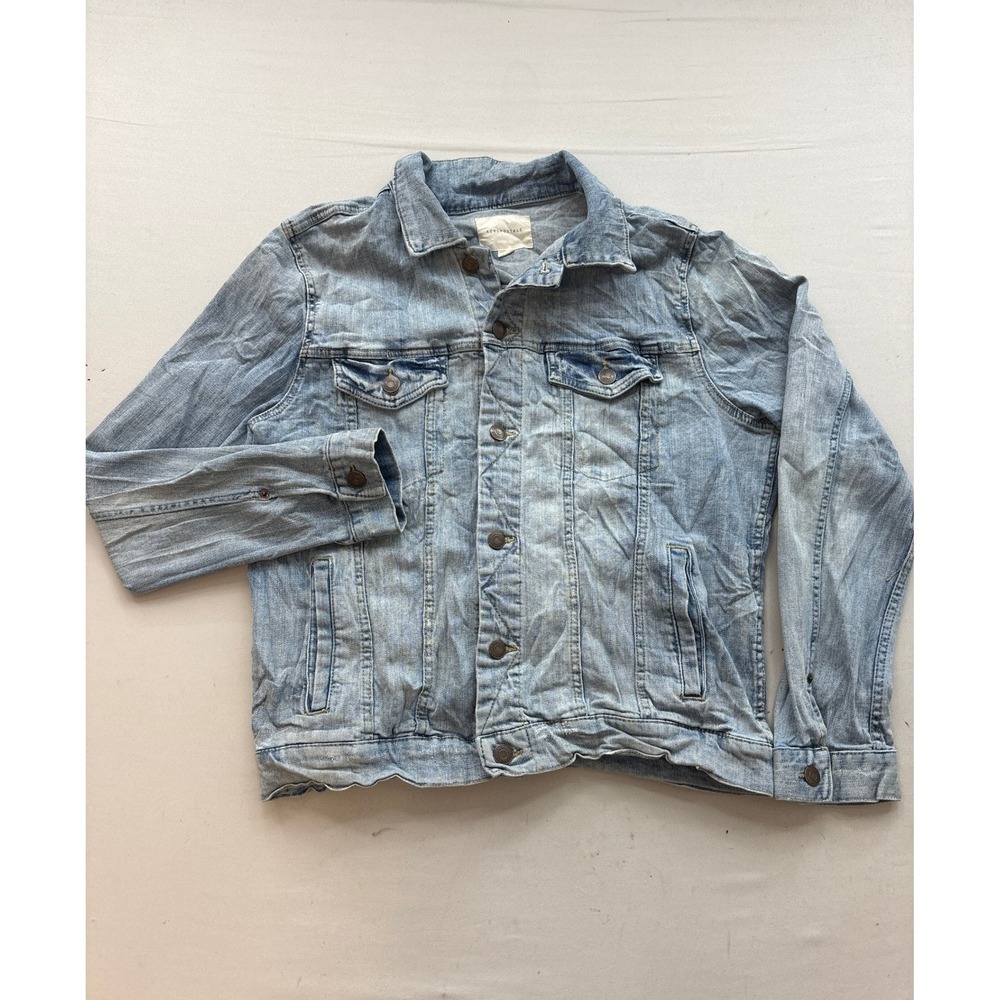 Aeropostale Mens Light Wash Denim Trucker Jacket Blue Size Large